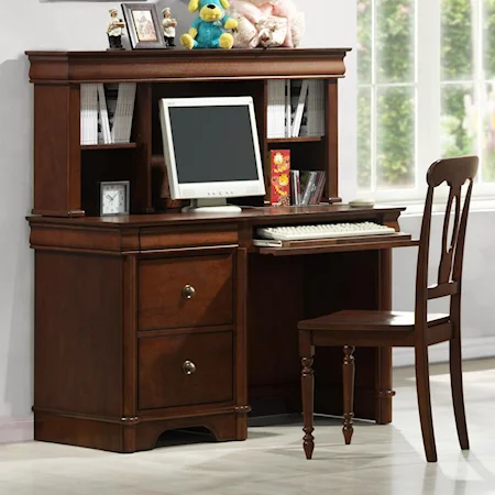 Casual Single Pedestal Computer Desk with Storage Hutch